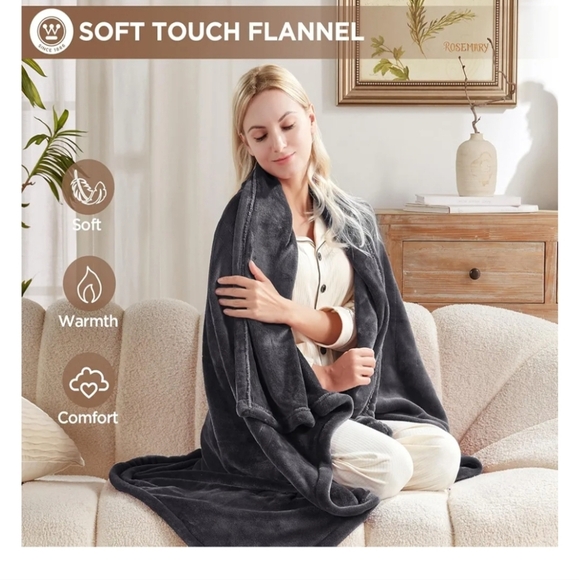 Gray Warming Throw Blanket NEW - Picture 3 of 13